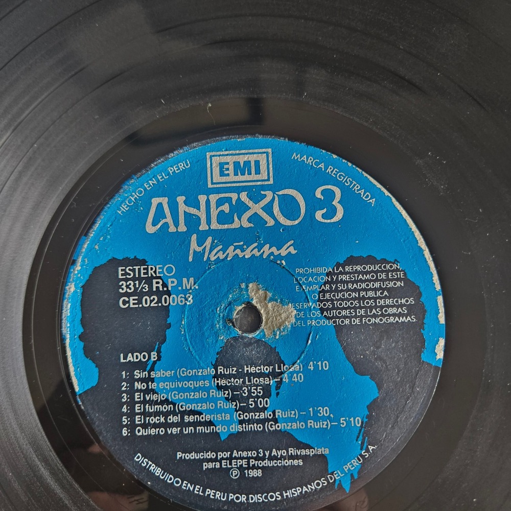 Anexo 3 Mañana 1988 Vinyl LP EMI Peru Rock Pop Gatefold - Picture 5 of 8